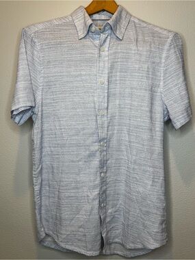 Report Collection Light Blue Heather Short-Sleeve Button-Down Shirt